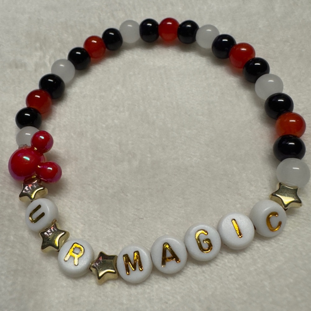 3 Red and 3 blue Bracelets for Disney fans or for Cast member thank you gift